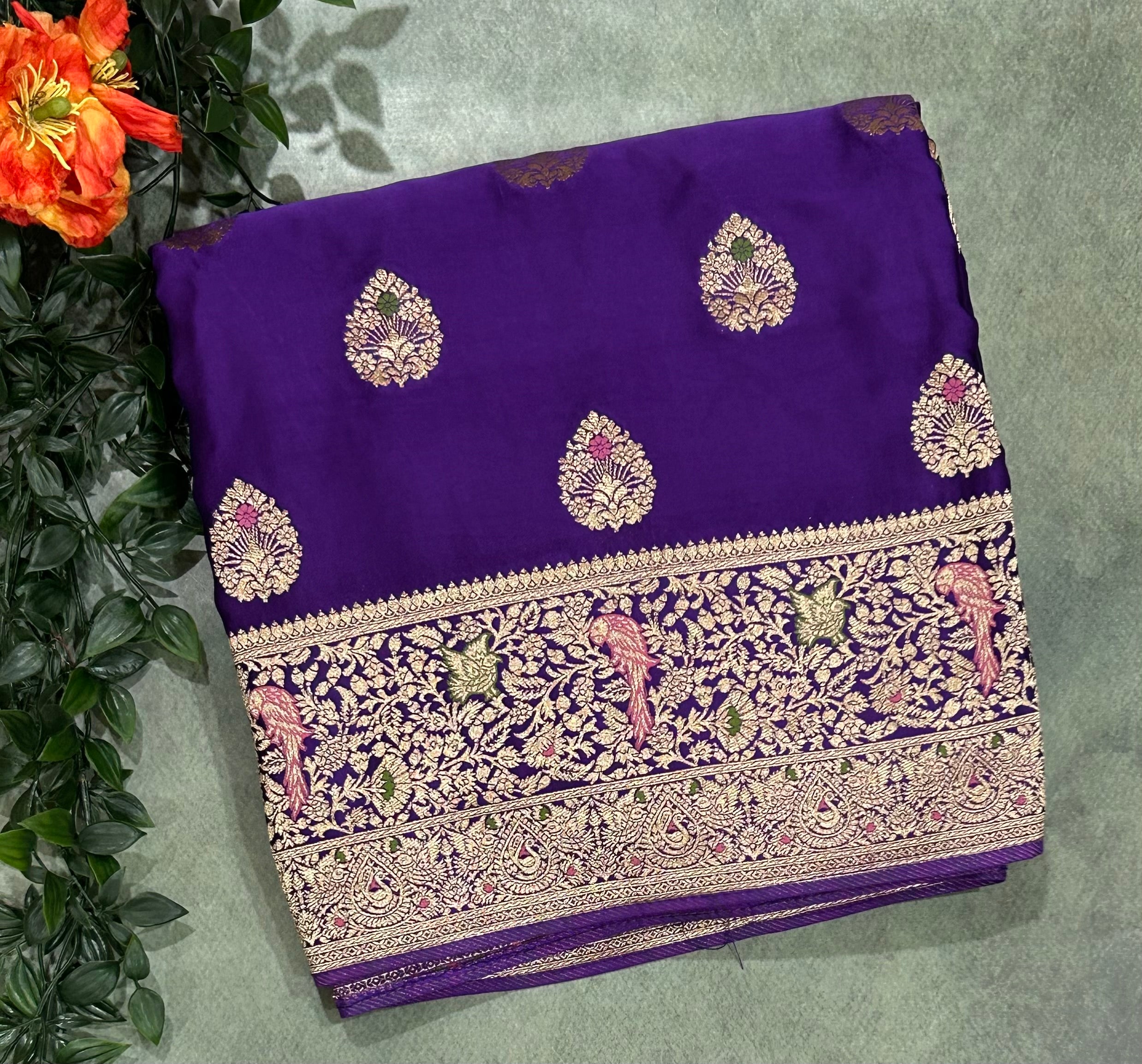 Purple 2 Meena satin Benarasi 103 saree