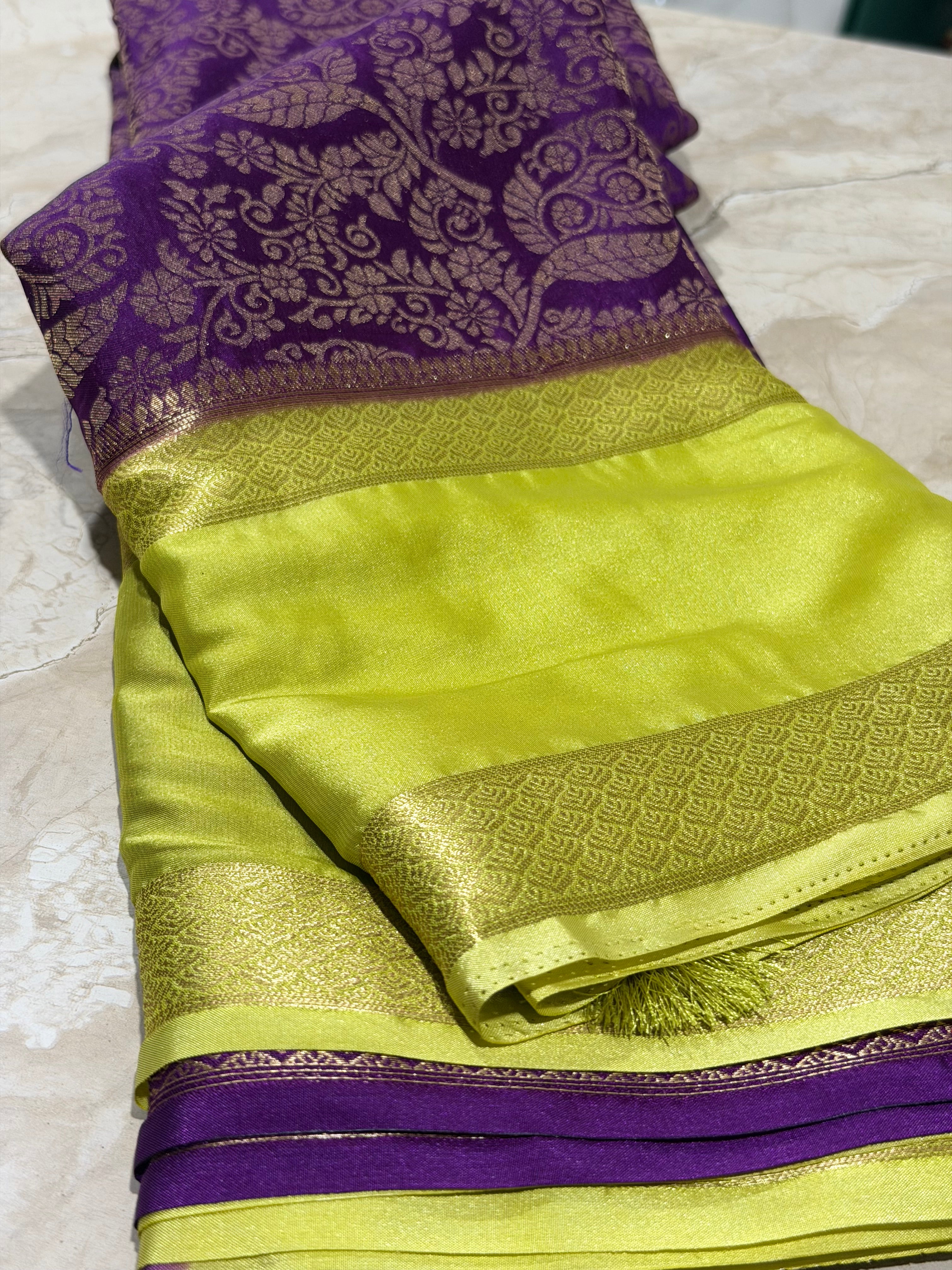 Purple Brocade Semi Mysore Silk Saree 108 (Copy 5)