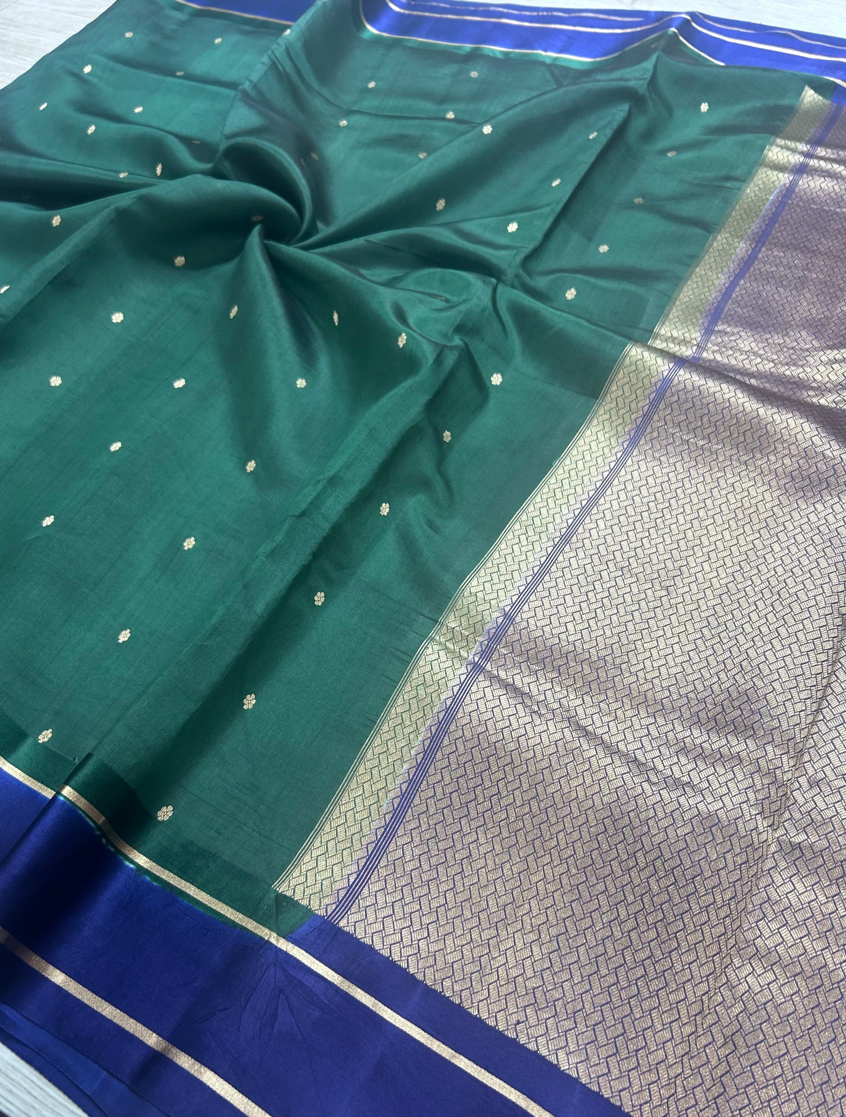 Bottle green benarasi lightweight silk 106 saree