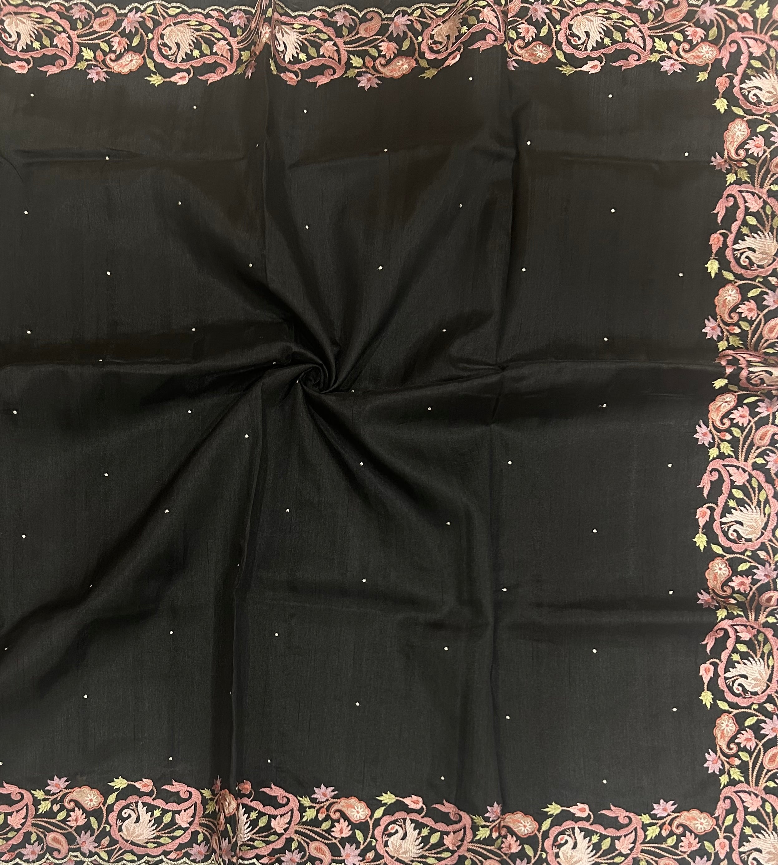 Black embroidery work border semi Tussar 104 saree