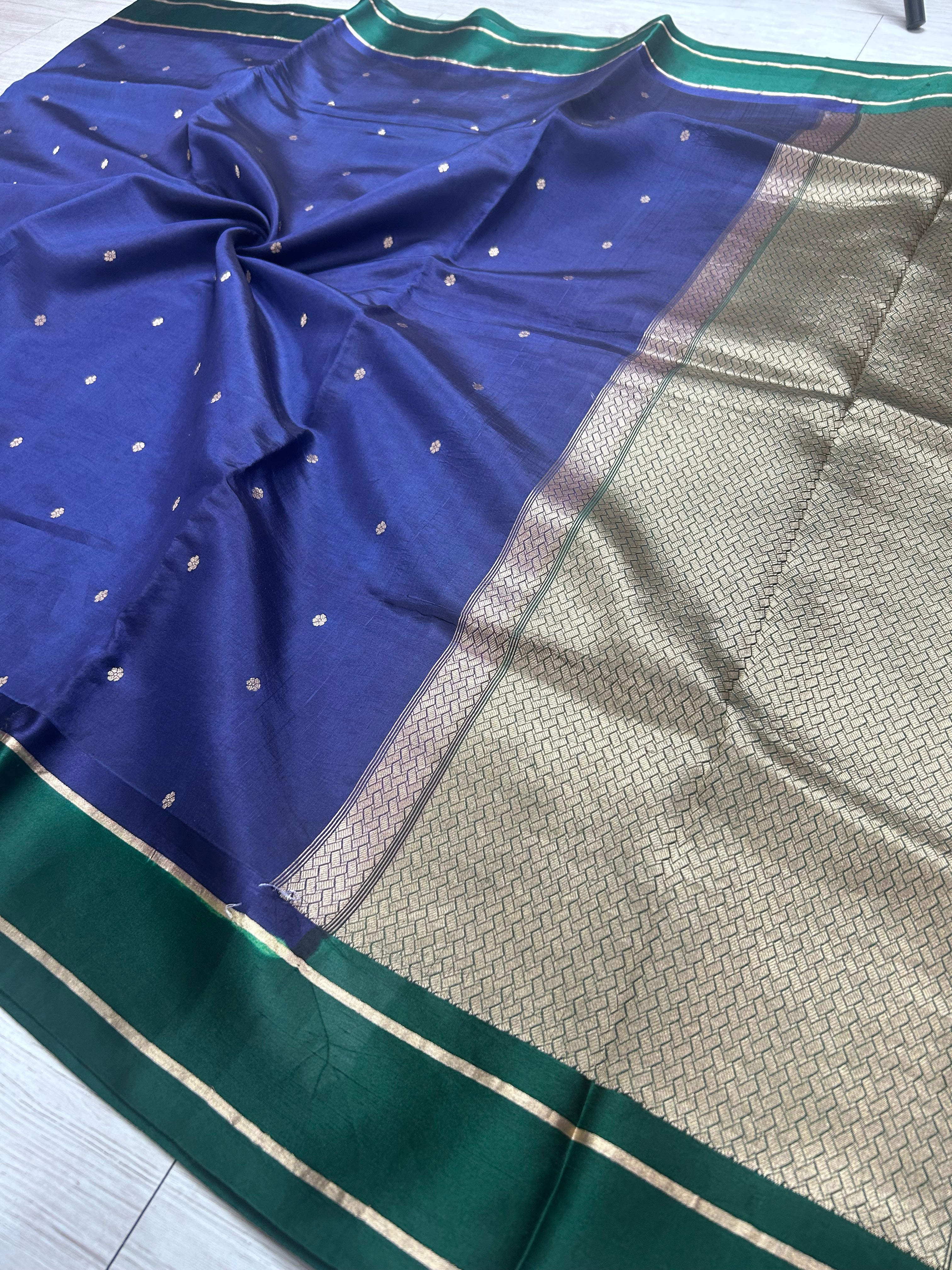 Navy blue benarasi lightweight silk 106 saree