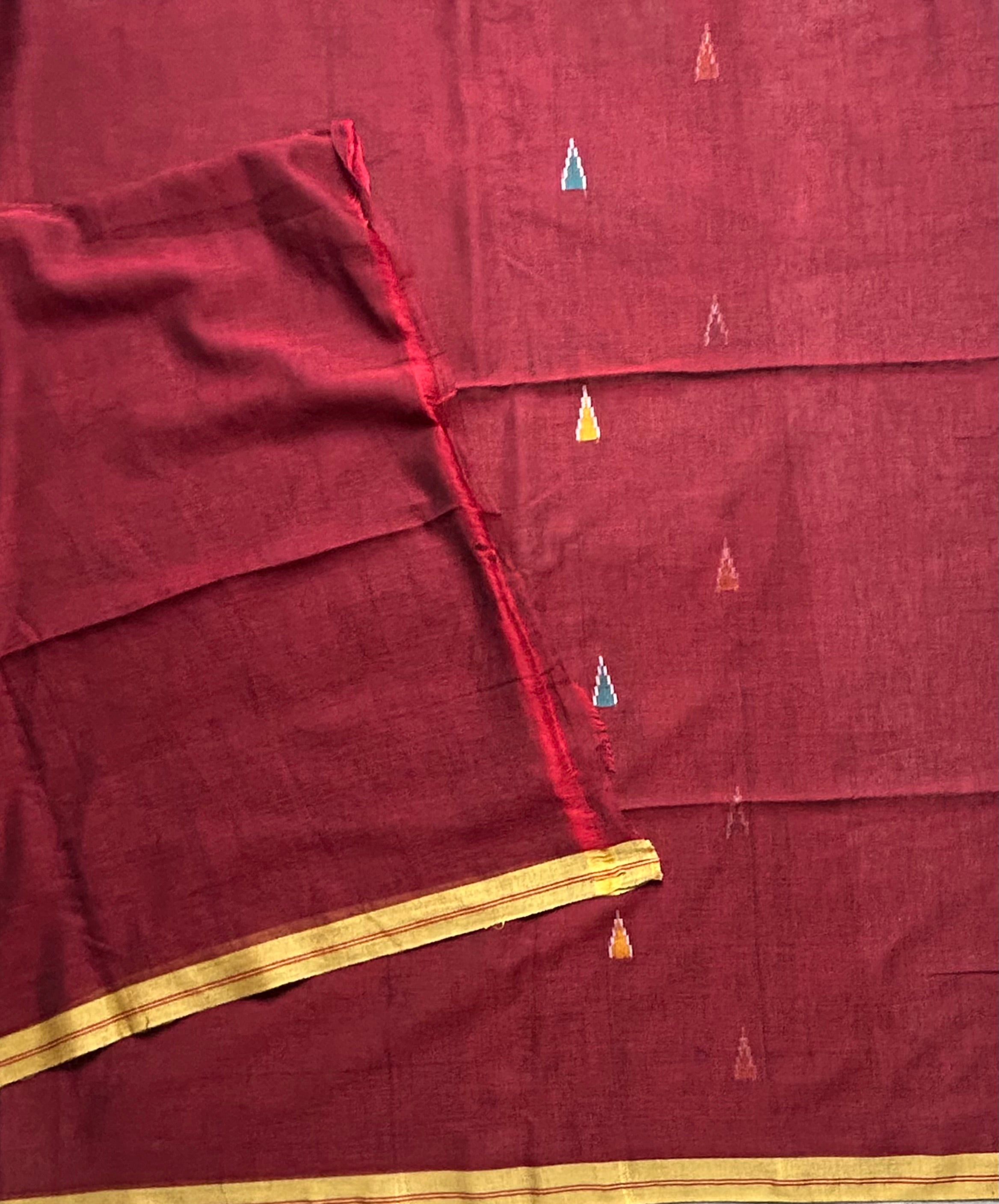 Maroon pure cotton 103 jamdani saree