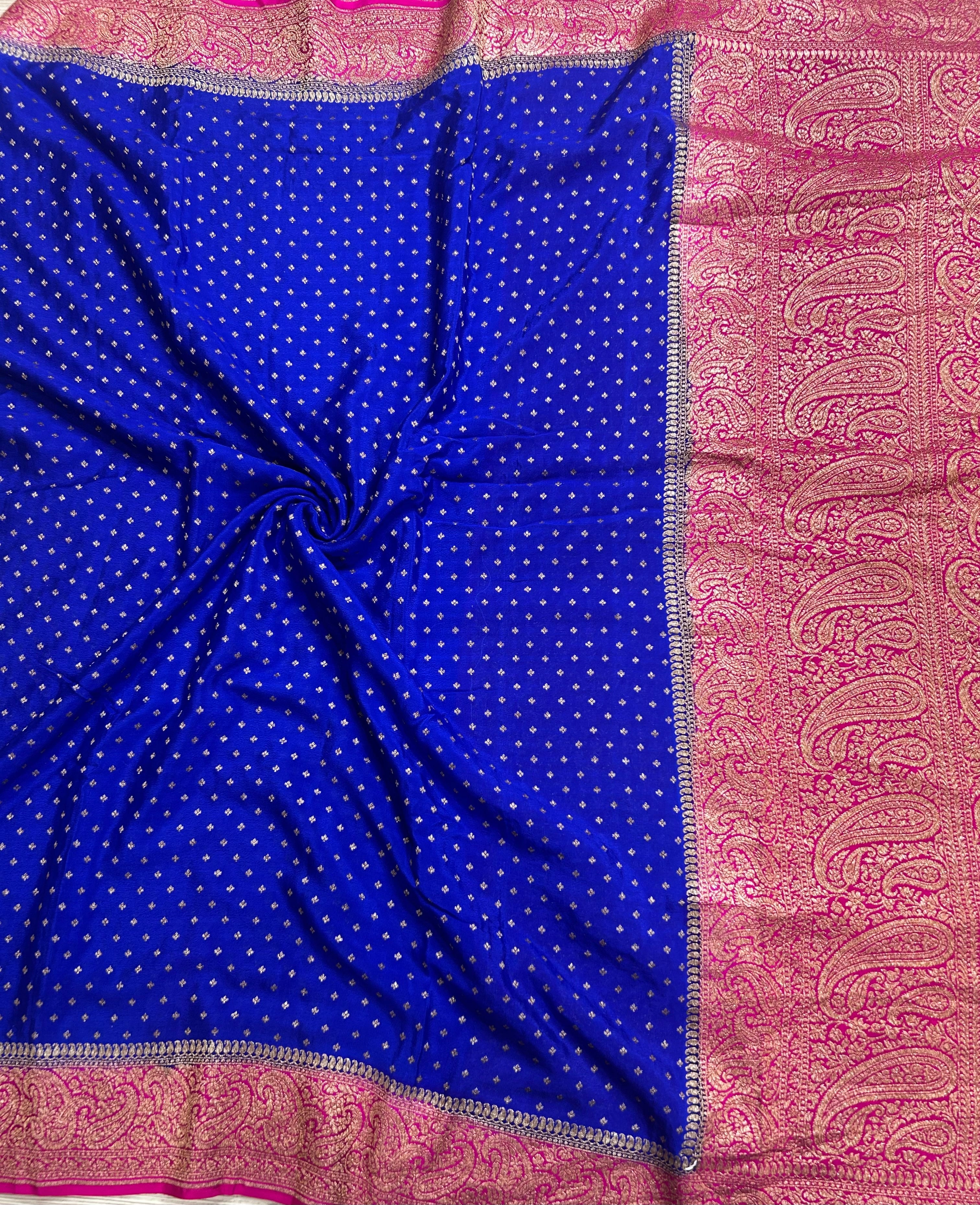 Royal blue small Butta pure Benarasi crepe 106 saree