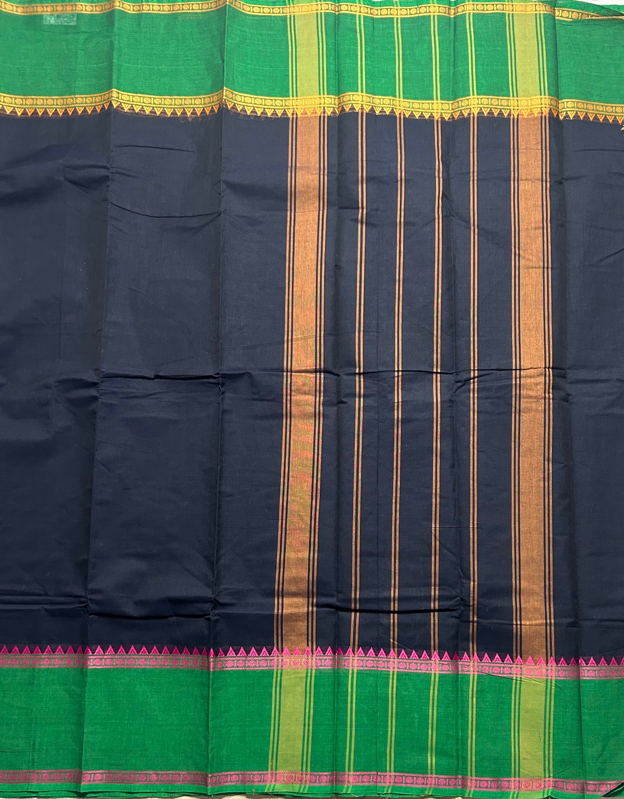 Dark blue Kanchi border pure cotton 103 saree