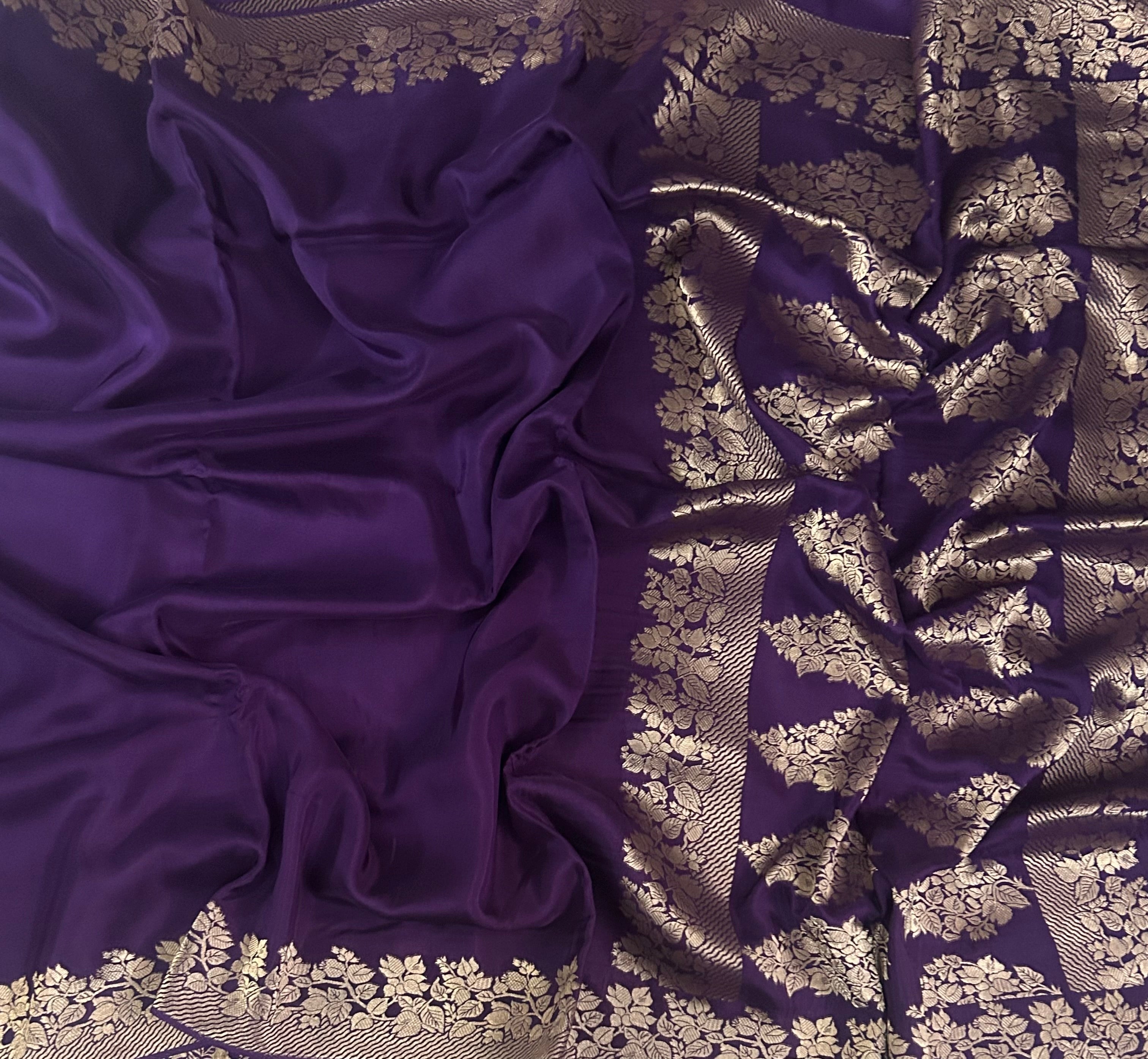 Purple small border dola crepe 102 saree