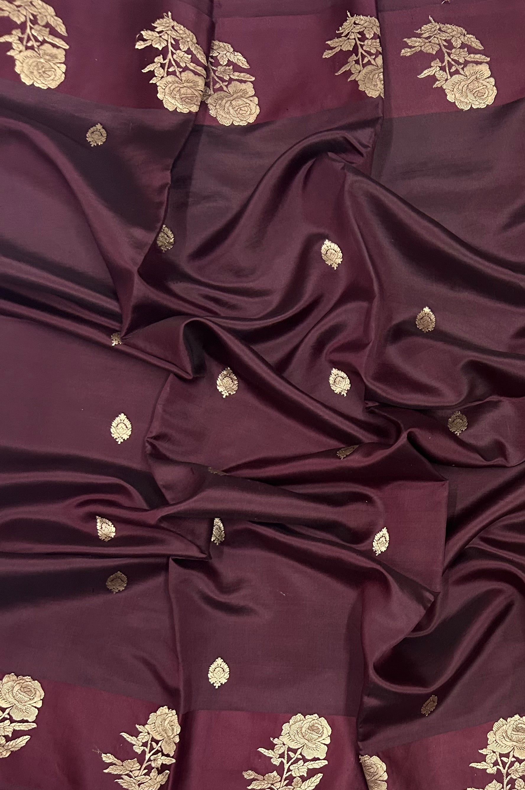 Dark wine border Butta lightweight pure kathan 103 saree