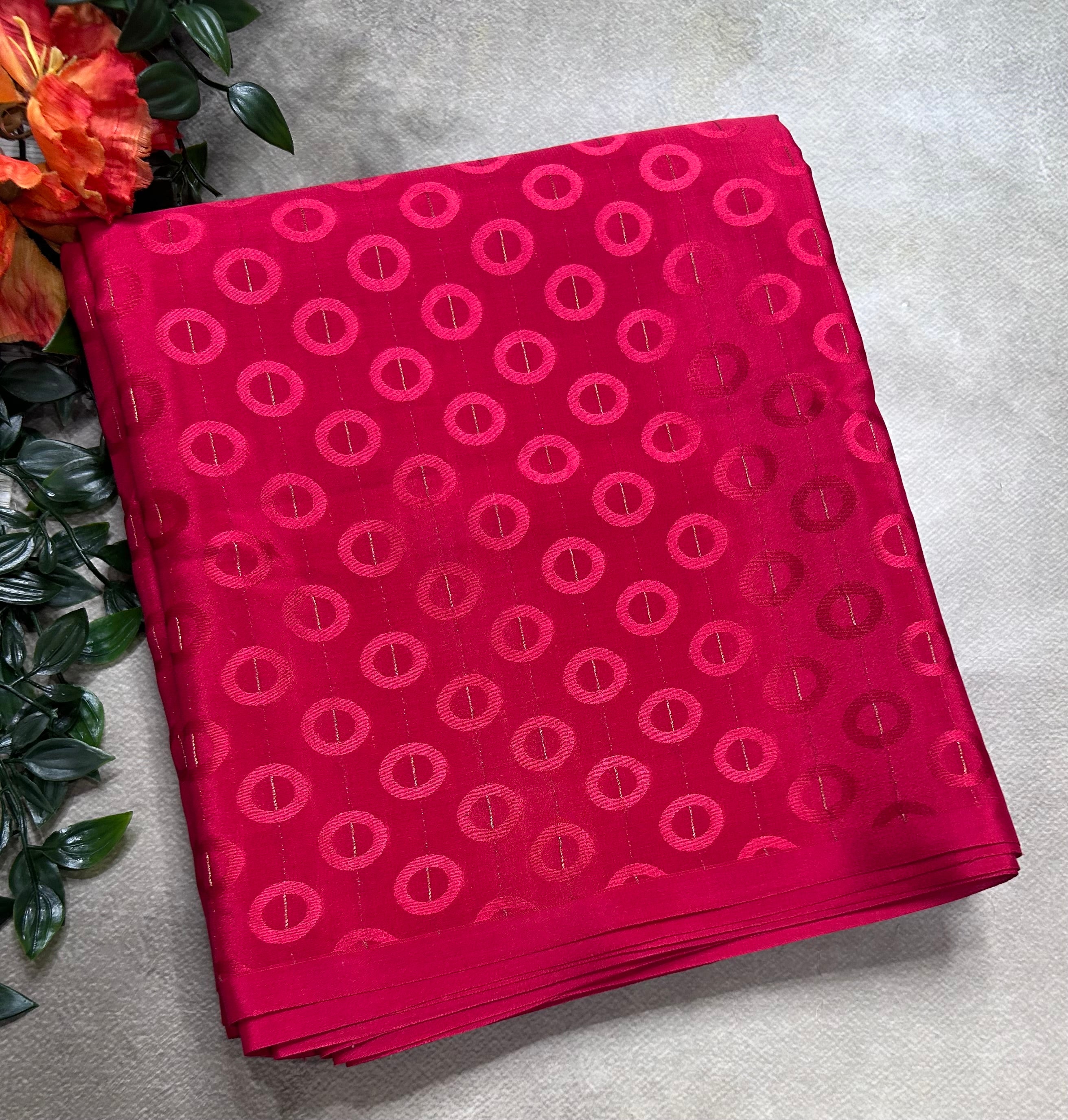 Red embossed Butta pure mysore silk saree(DMS106)