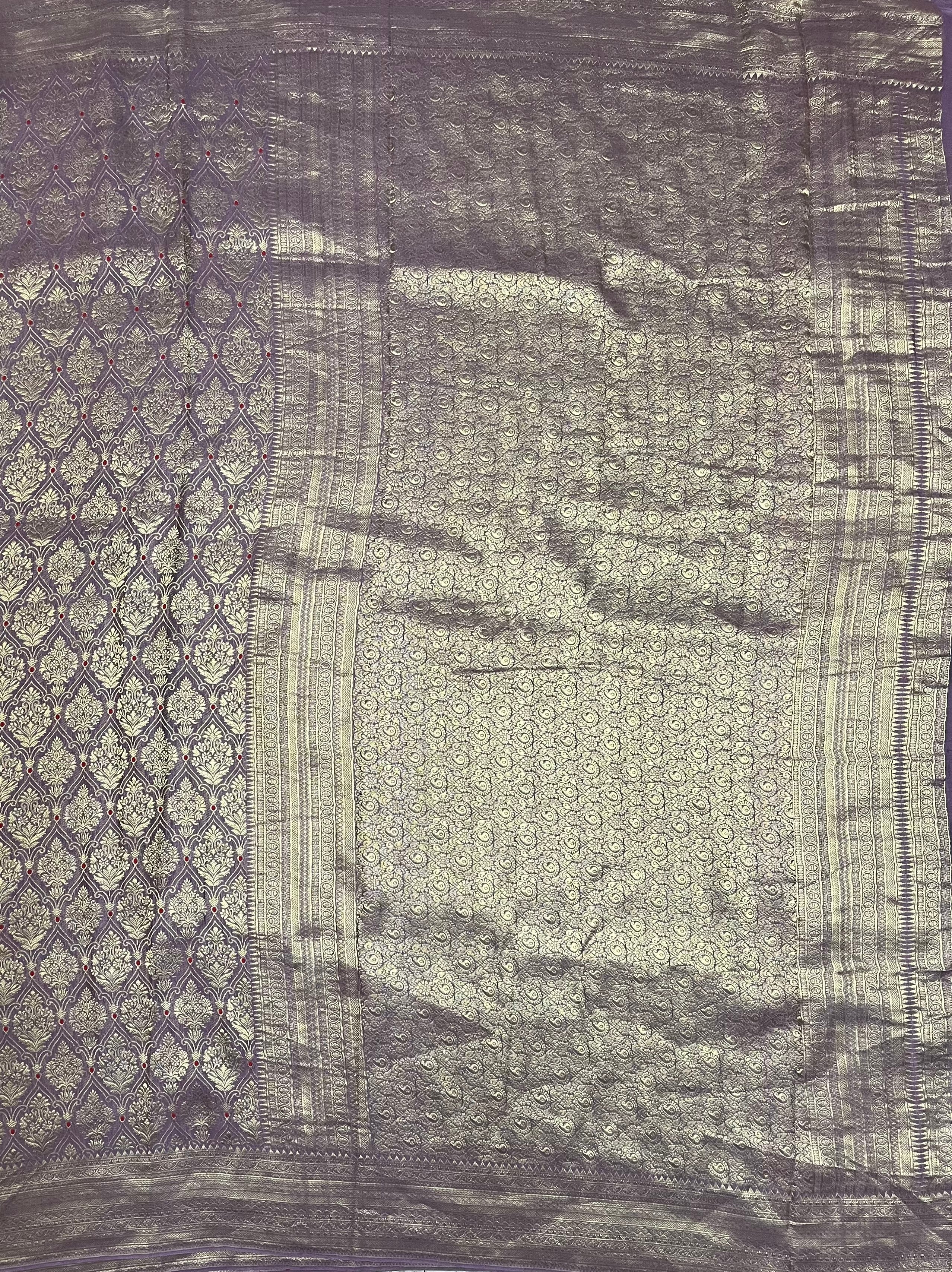 Lilac brocade pure mysore silk 104 saree