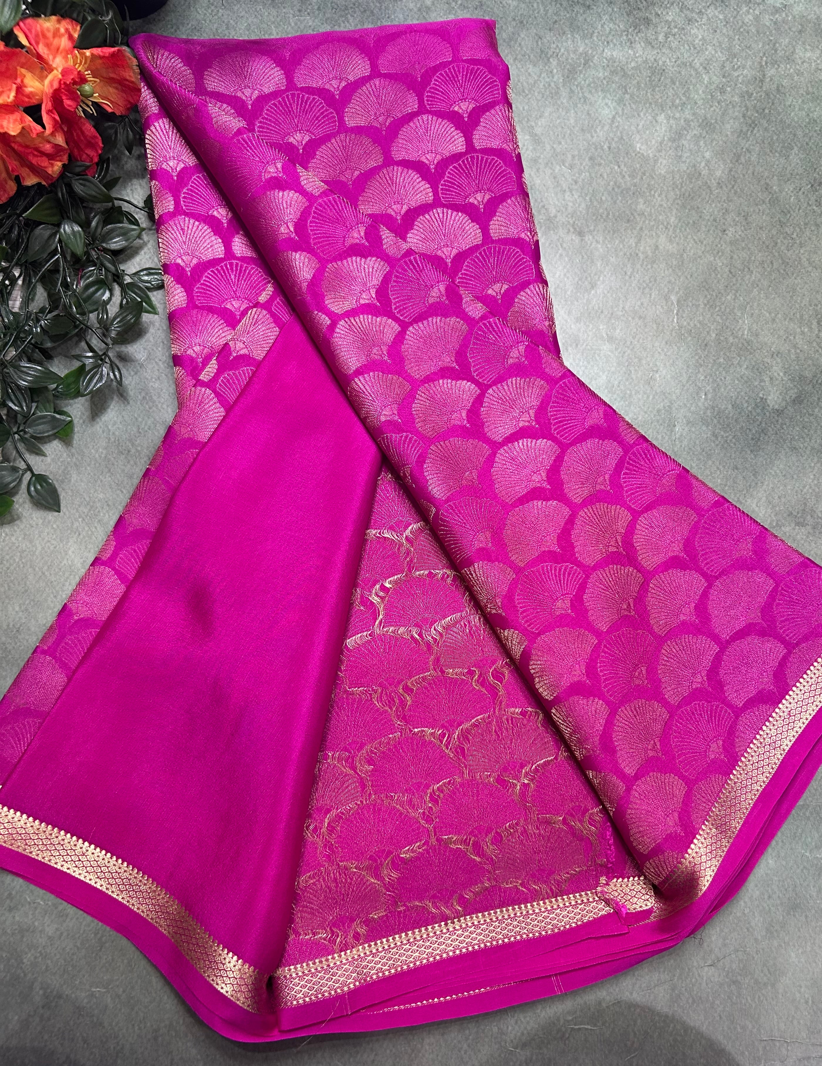 Rani pink brocade Pure Mysore Silk 106 Saree