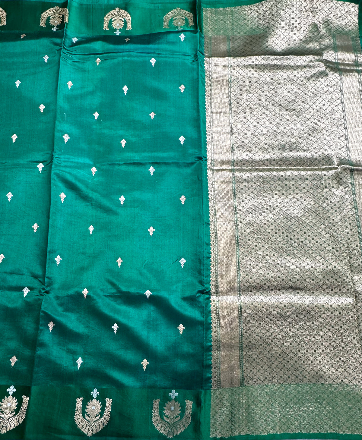 Bottle green benarasi lightweight silk 111 saree