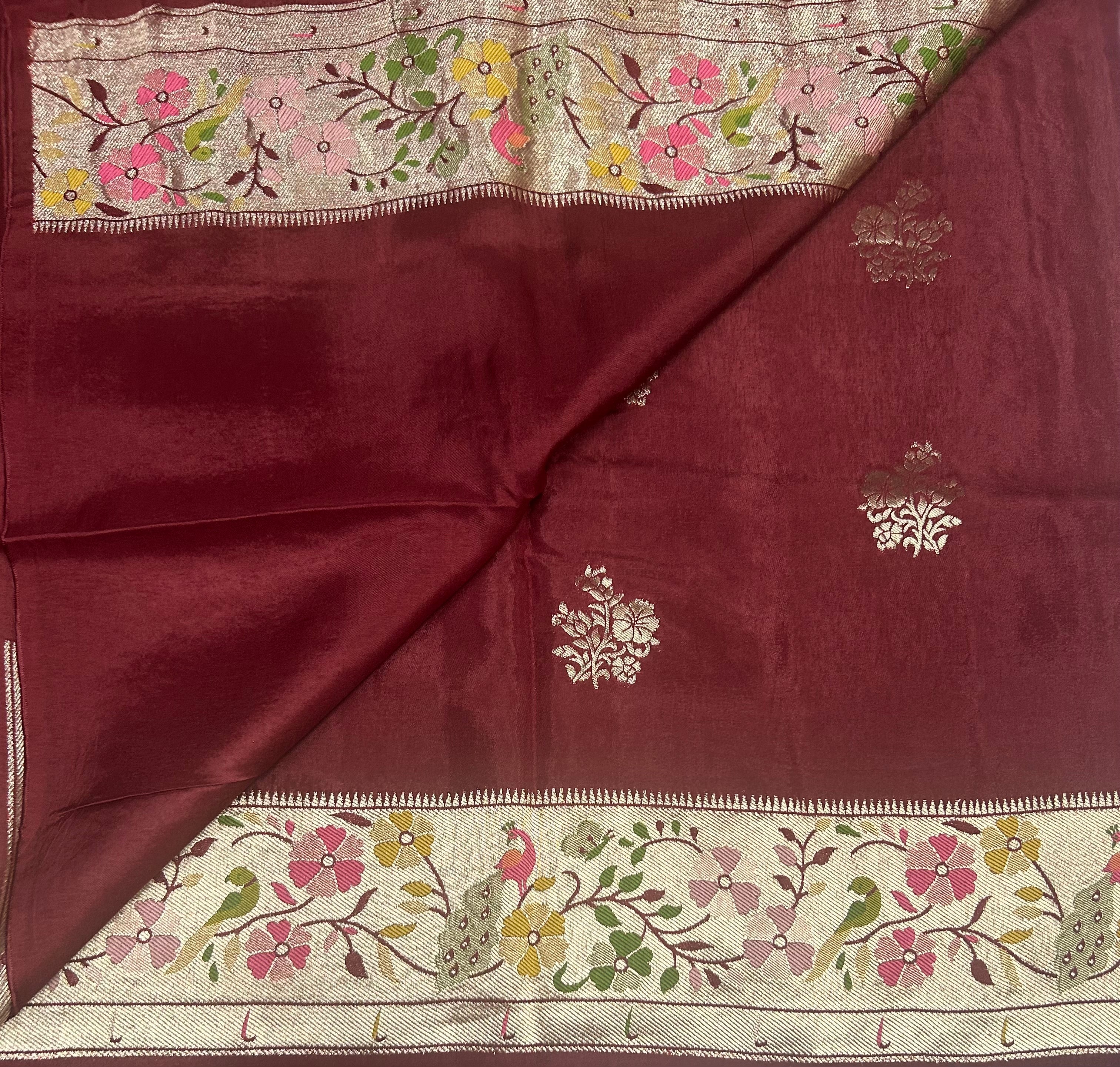 Brown Paithani border tussar crepe 105 saree
