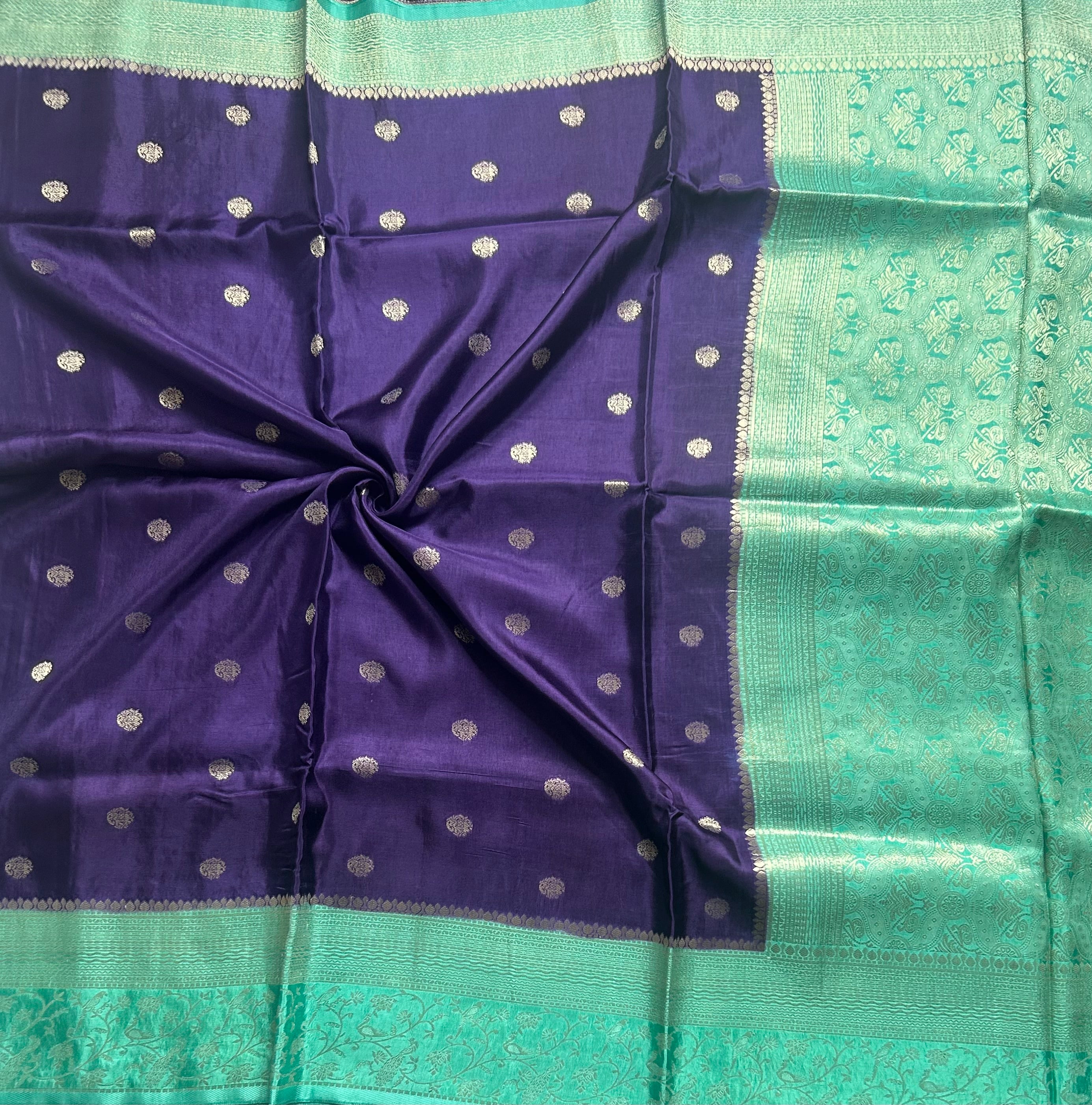 Purple small Butta satin crepe 103 saree