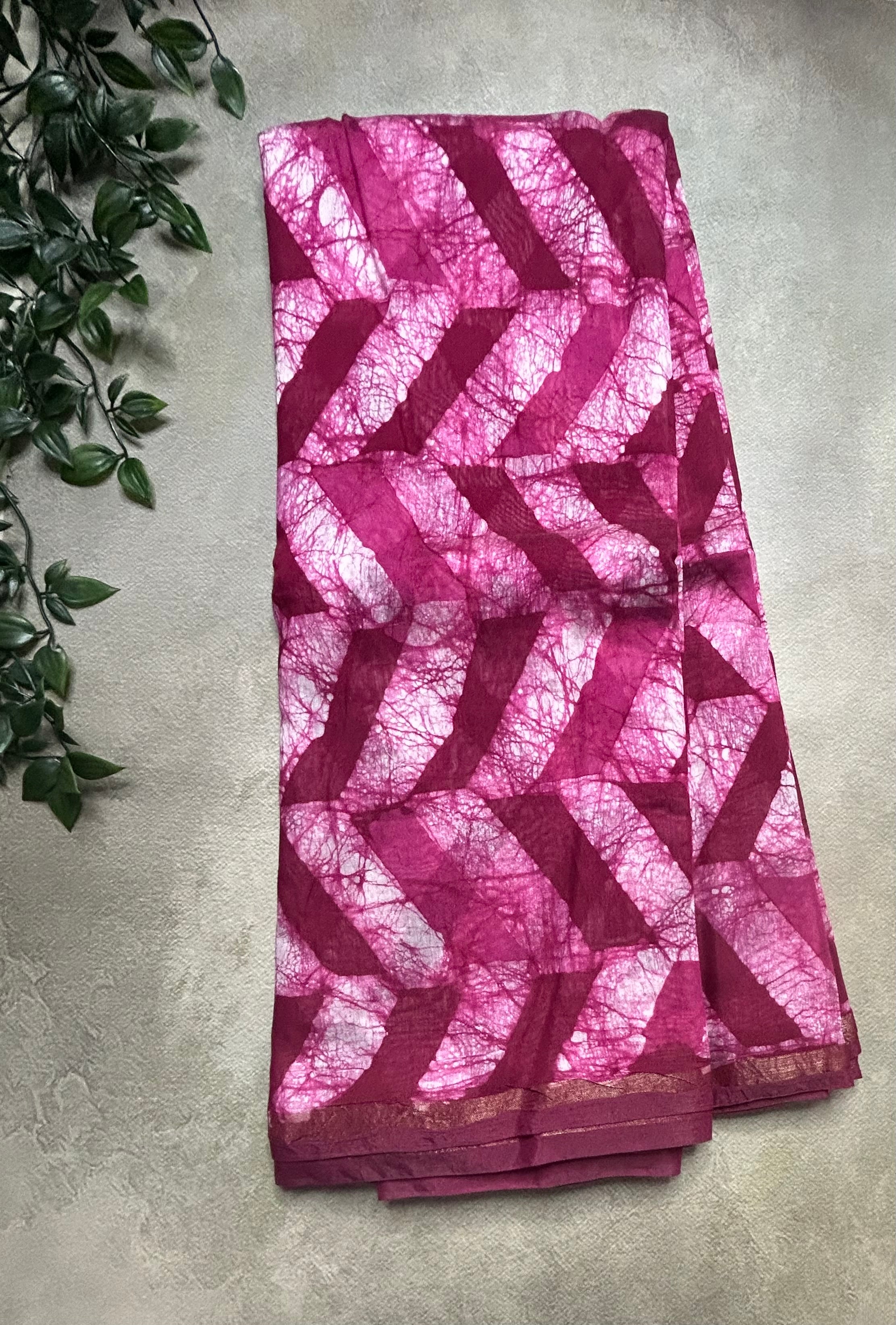 Dark megenta digital print semi Tussar saree