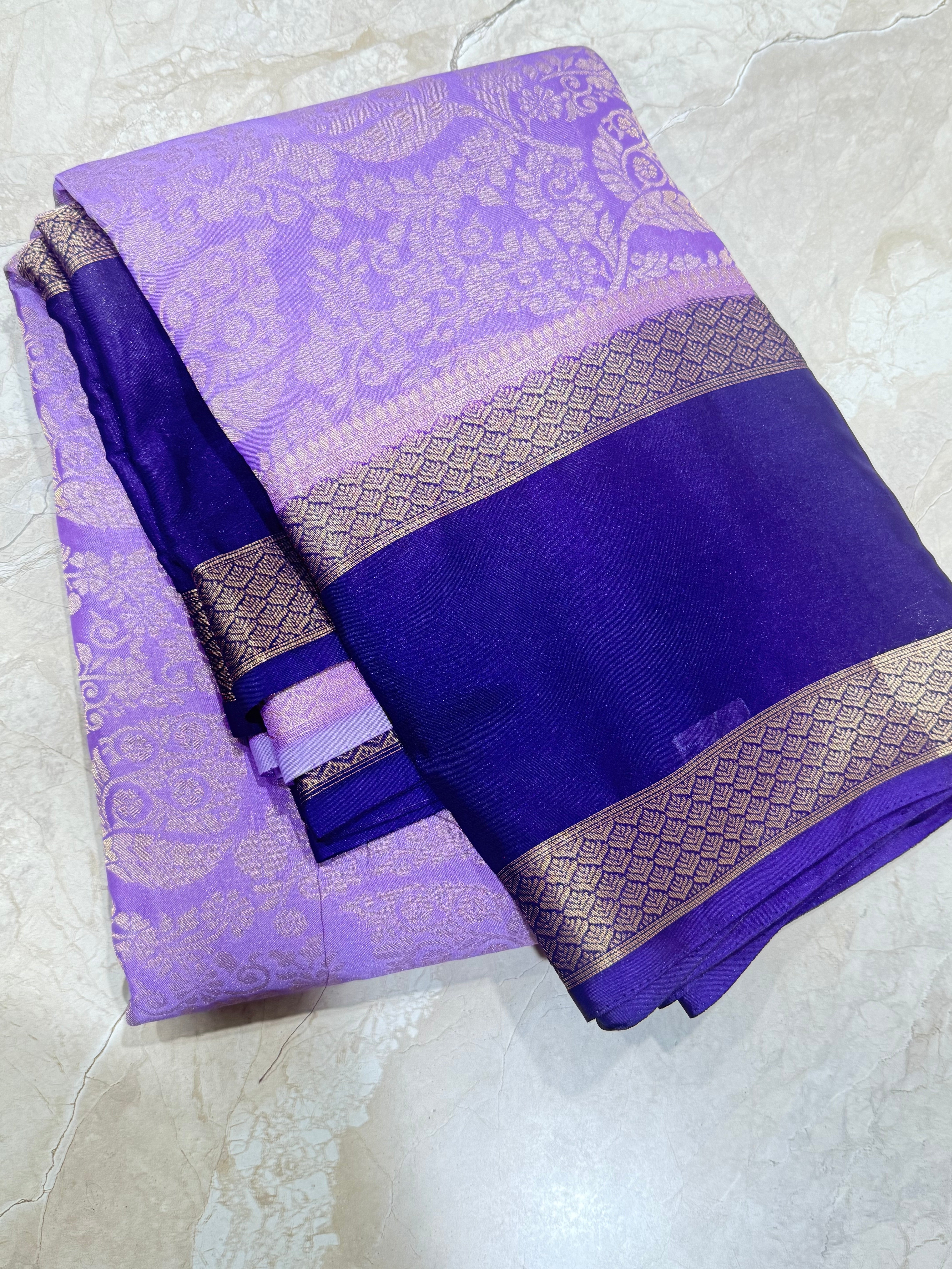 Lilac Brocade Semi Mysore Silk Saree 108 (Copy 2)