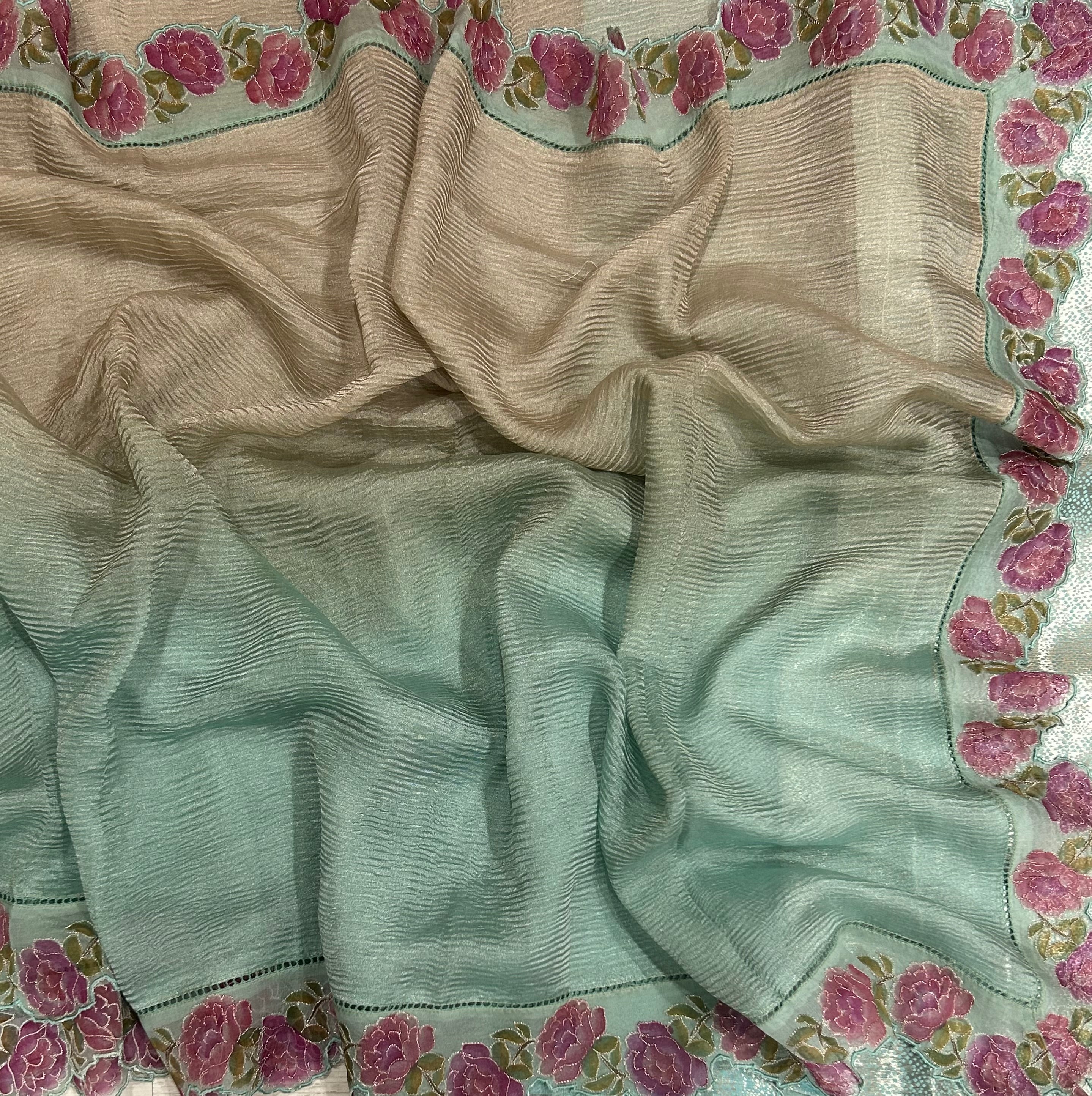 2D crush tissue 103 party wear saree