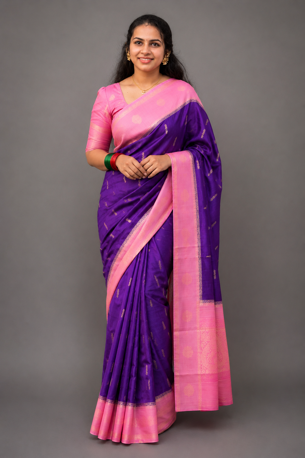 Purple Semi Mysore Silk Saree Gouri107