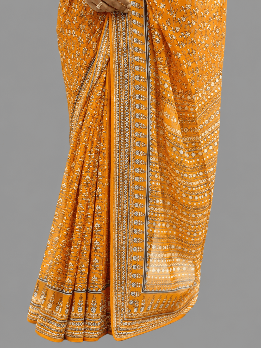 Light Orange Georgette Mirror Work Party Wear Saree 107