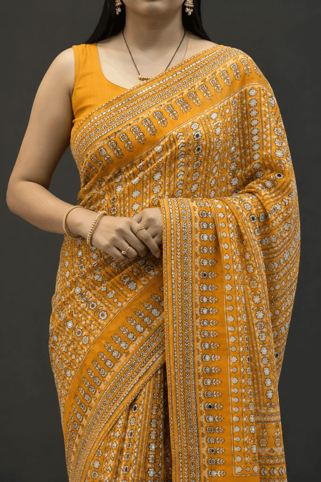 Light Orange Georgette Mirror Work Party Wear Saree 107