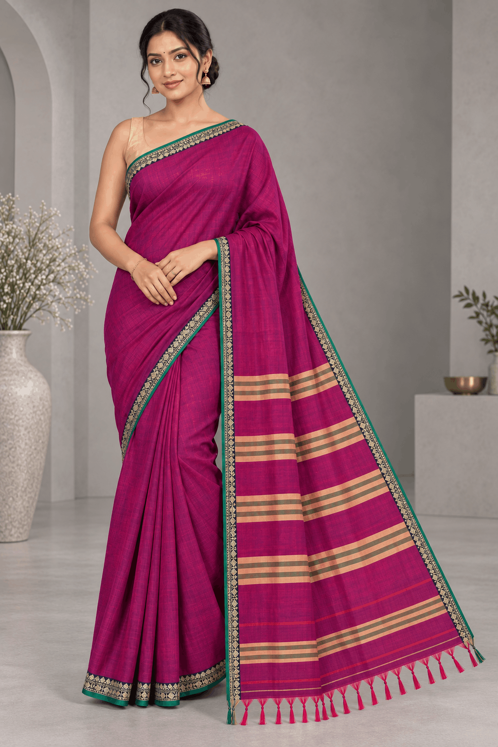 Magenta Narayanpet Cotton Saree 109