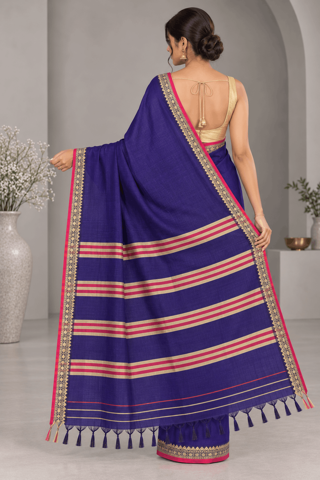 Navy Blue Narayanpet Cotton Saree 109