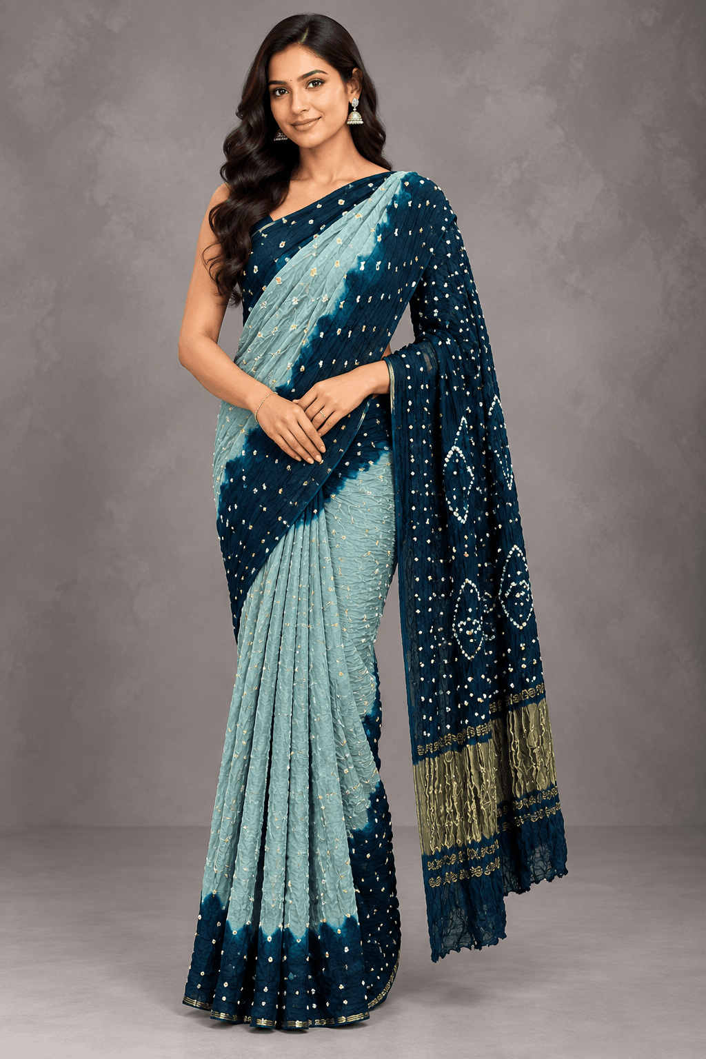 Green Bandhani Crepe Silk Saree 110