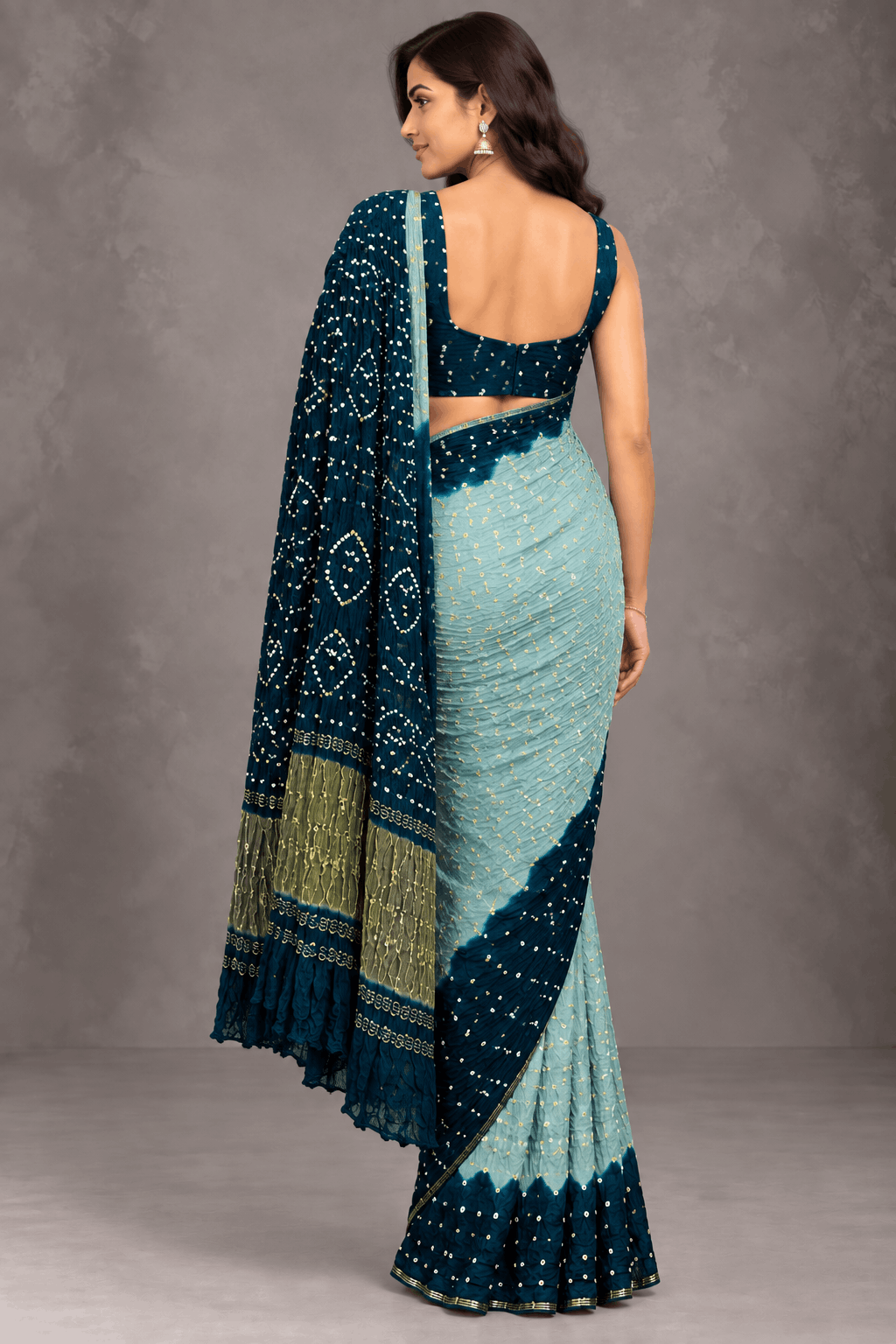 Green Bandhani Crepe Silk Saree 110
