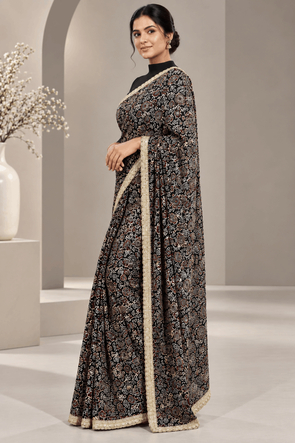 Black Pure Modal Silk Saree 109