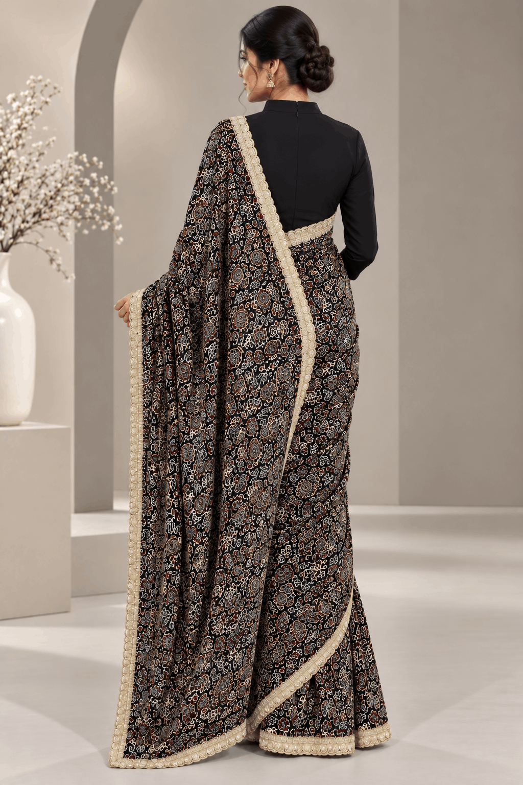 Black Pure Modal Silk Saree 109