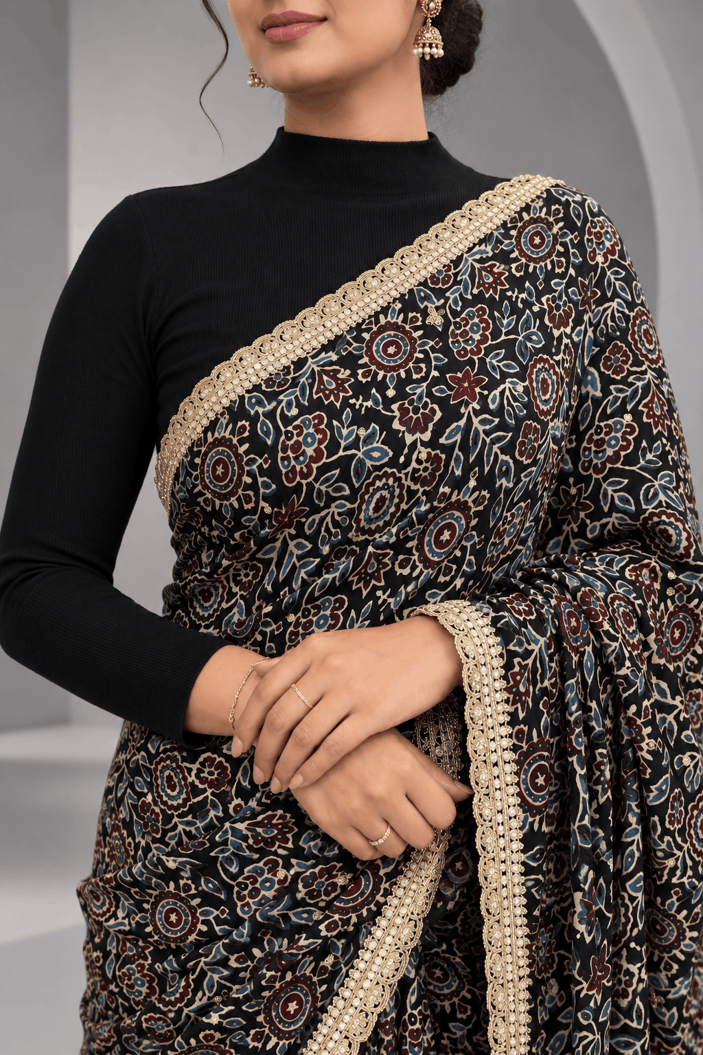 Black Pure Modal Silk Saree 109