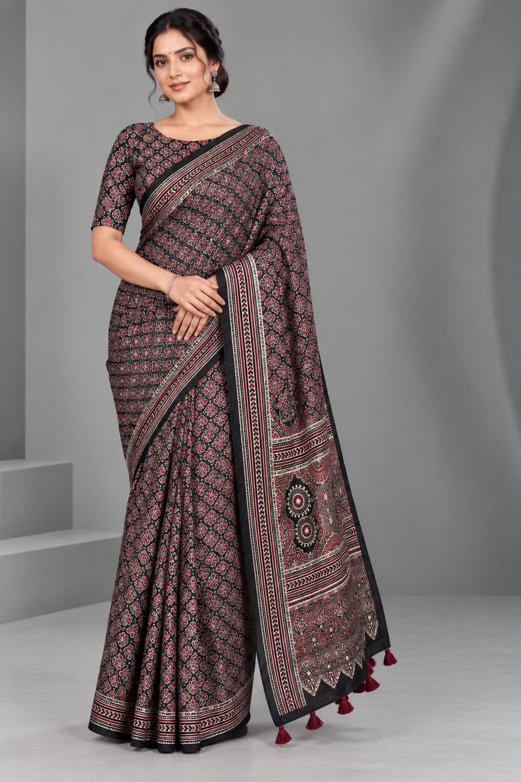 Black Pure Modal Silk Saree 109