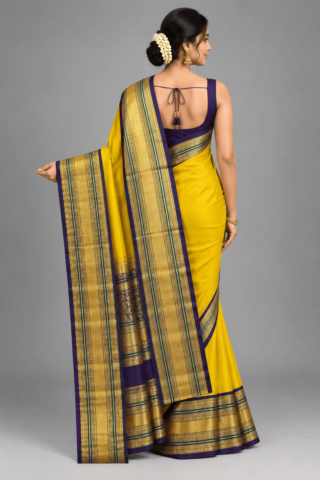 Yellow Pure Kanchi Silk Saree 109