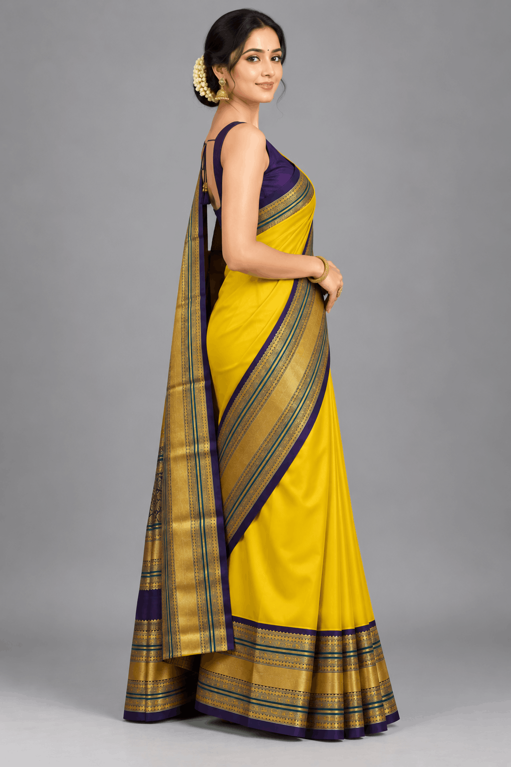 Yellow Pure Kanchi Silk Saree 109