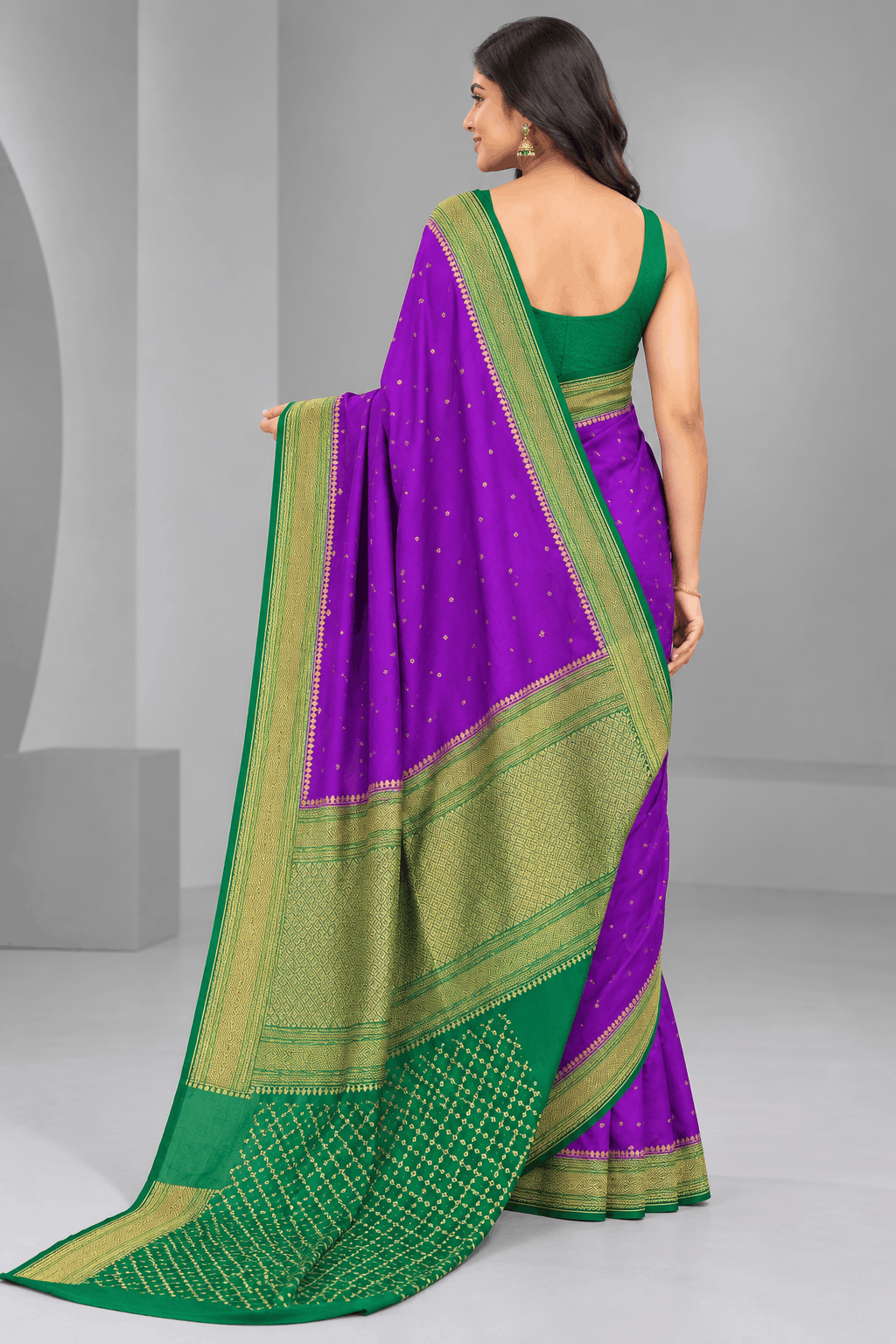 Purple Benarasi Pure Crepe Saree 109