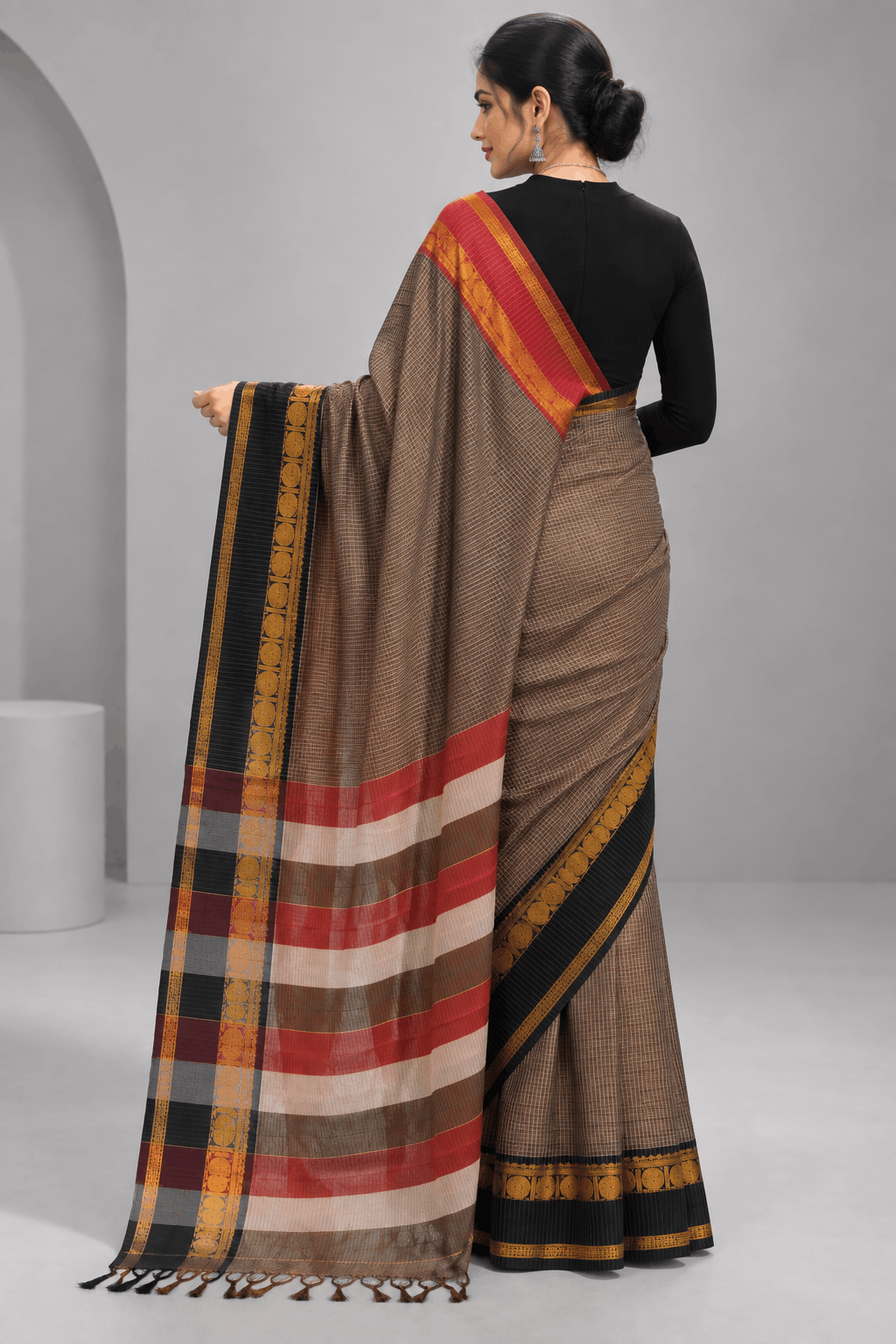 Brown GJ Pure Cotton Saree 109