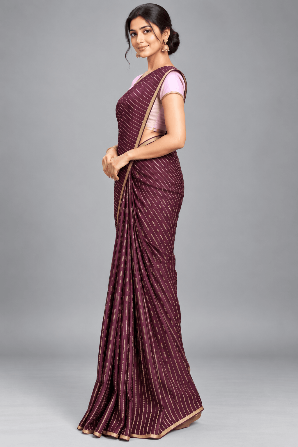 Wine Pure Mysore Crepe Silk Saree 109