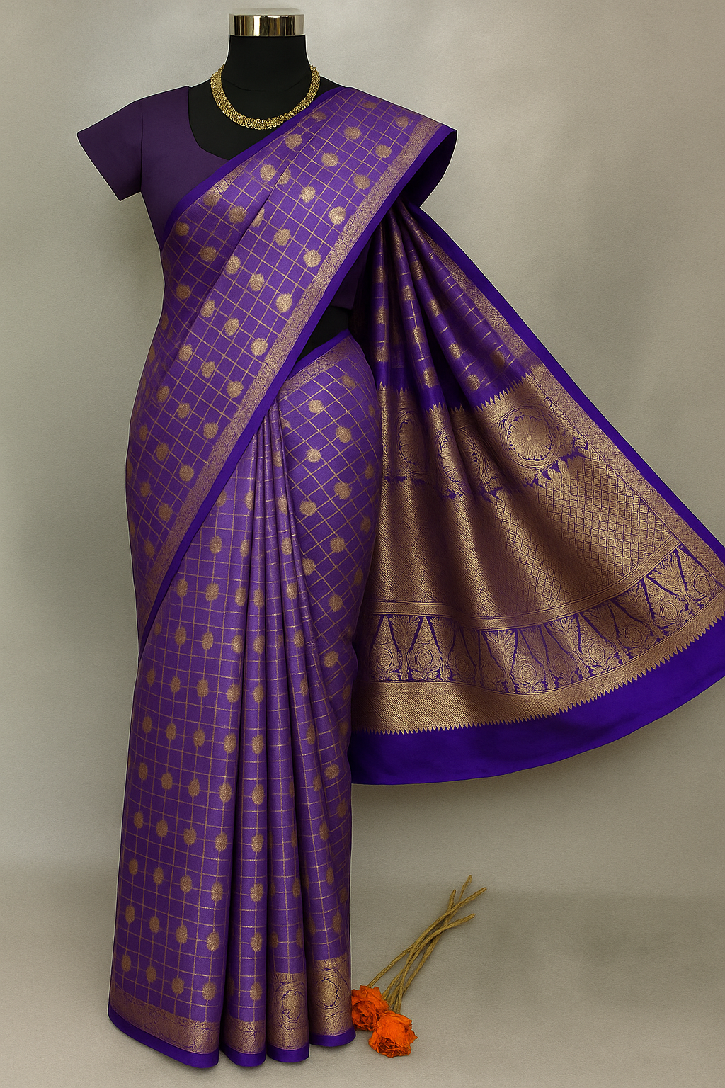 Light purple brocade semi kanchi-08 silk saree