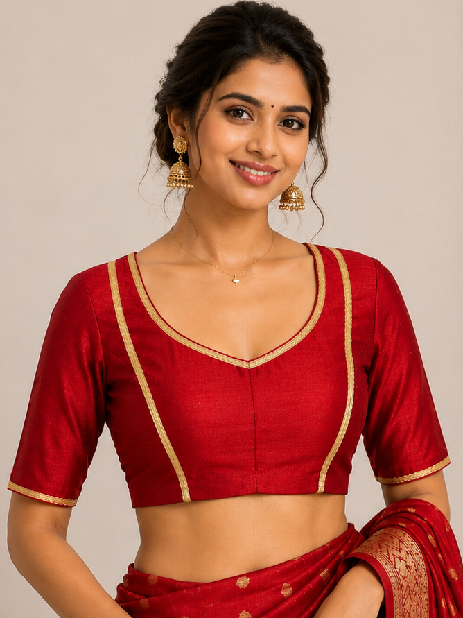 Maroon Raw Silk Blouse 109