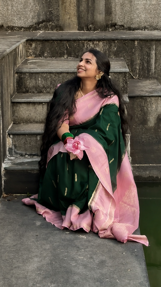 Bottle Green Semi Mysore Silk Saree Gouri107