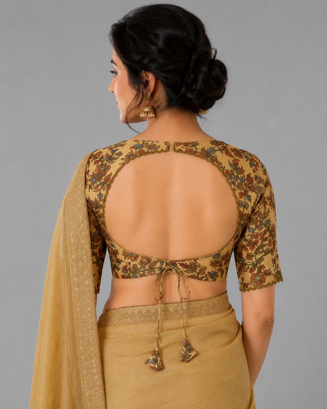 Beige Tissue Kalamkari Blouse 108