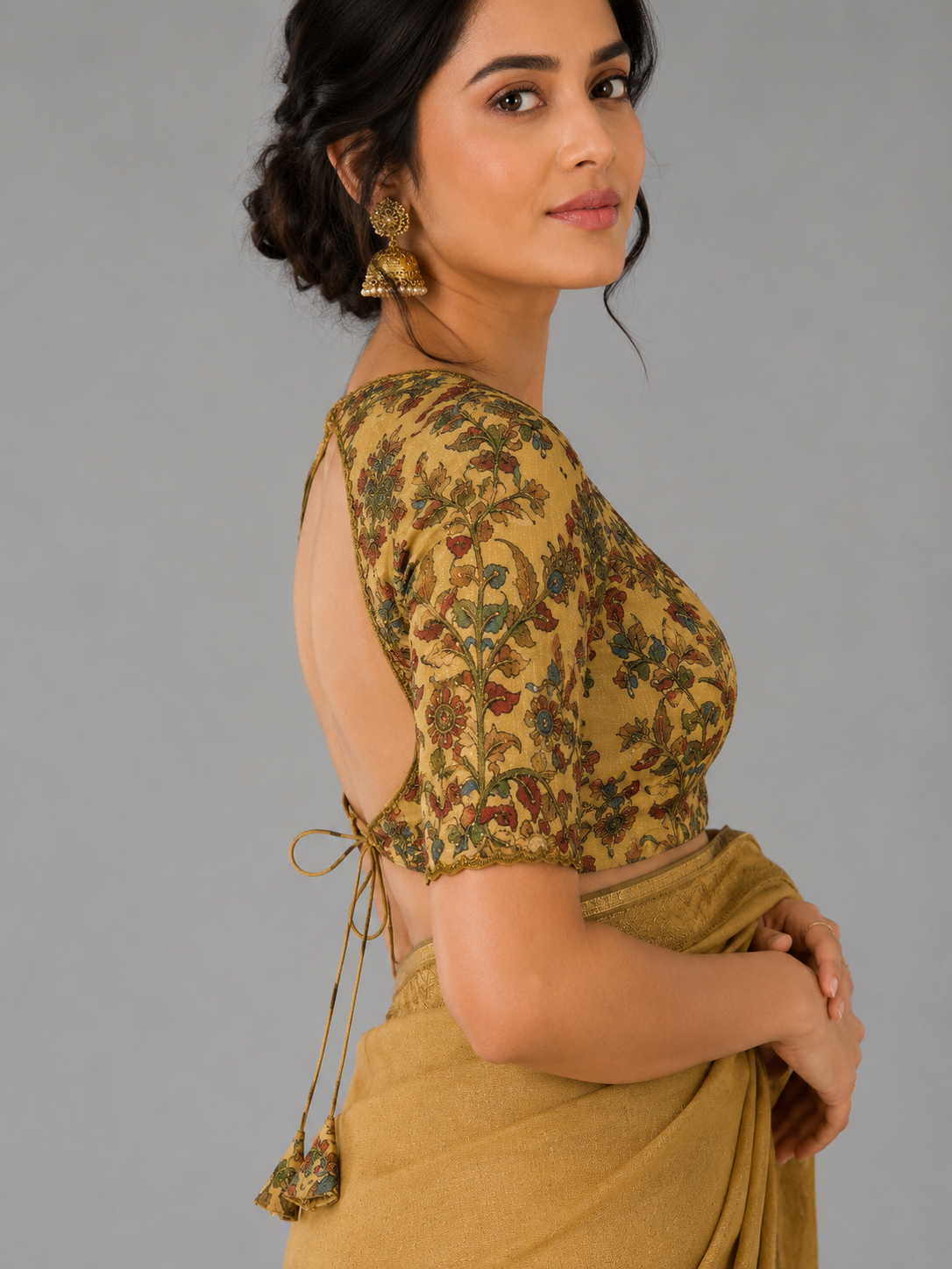 Beige Tissue Kalamkari Blouse 108