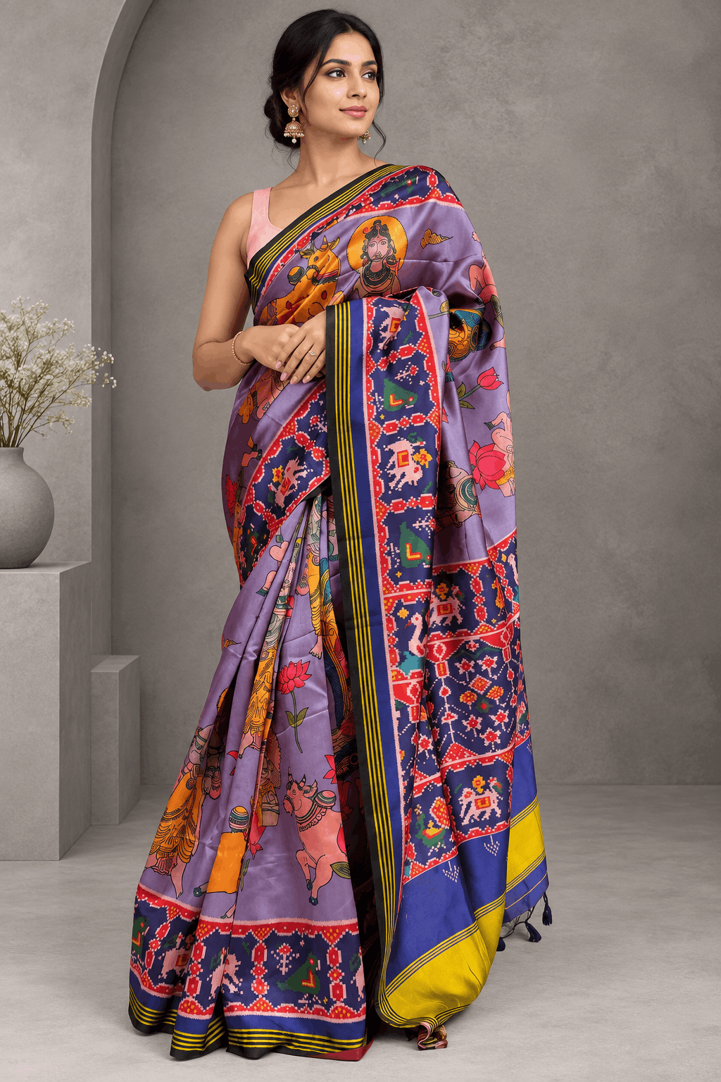 Lilac Semi Patola Saree 109
