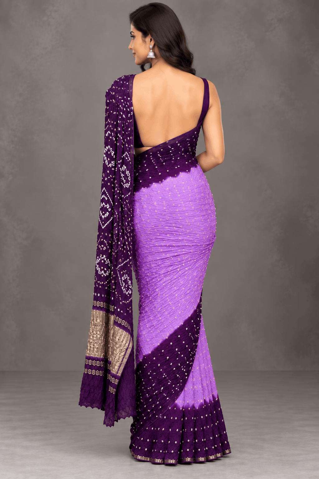 Pink Bandhani Crepe Silk Saree 110