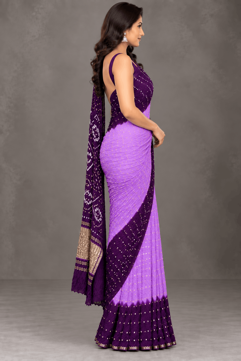 Pink Bandhani Crepe Silk Saree 110