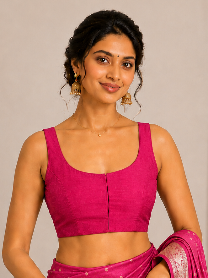 Pink Raw Silk Sleeveless Blouse 109