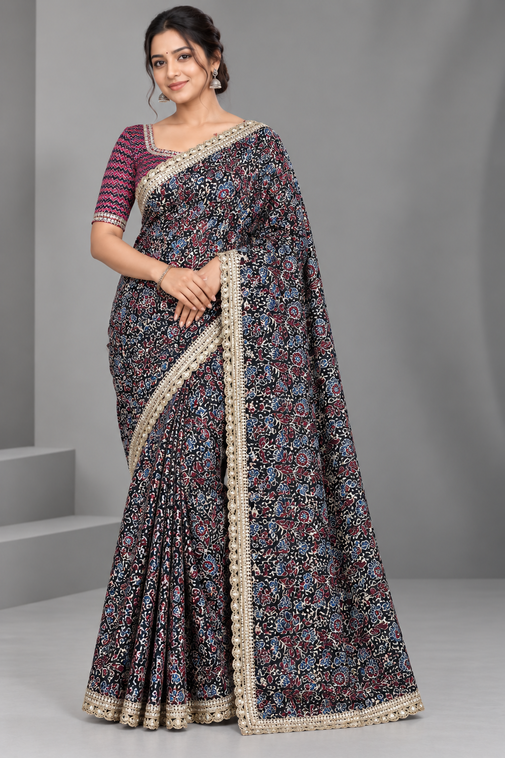 Black Pure Modal Silk Saree 109