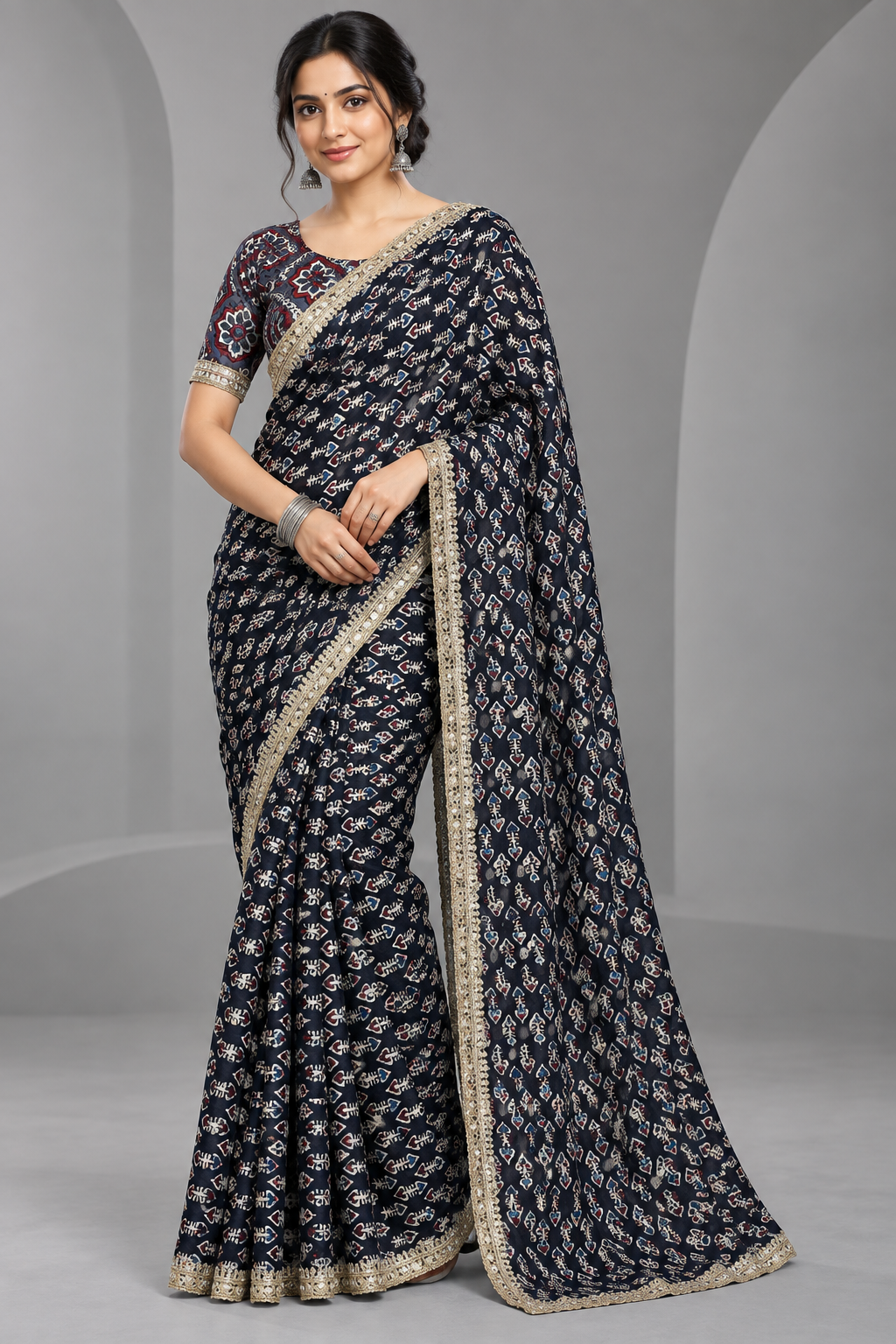 Black Pure Modal Silk Saree 109