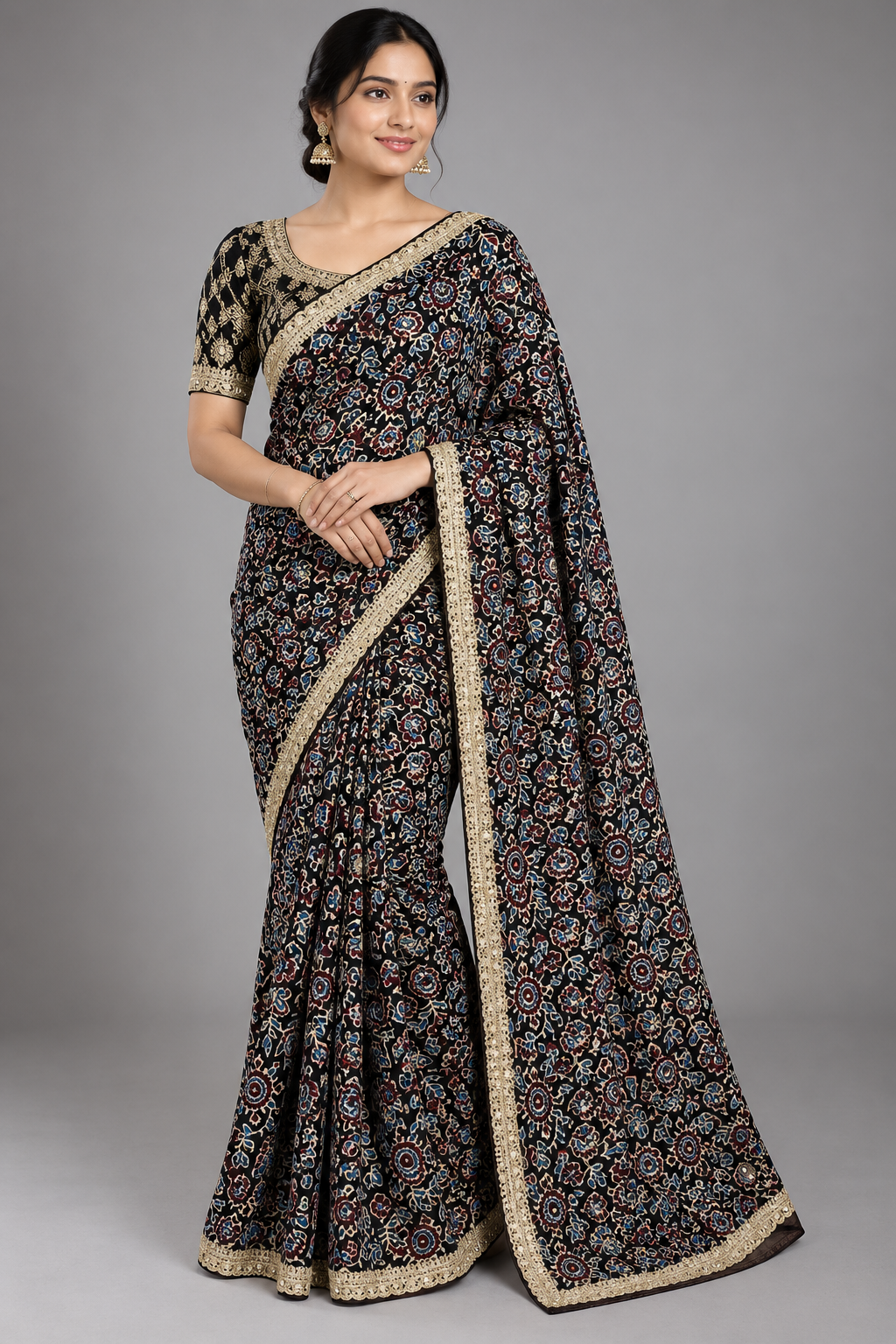 Black Pure Modal Silk Saree 109