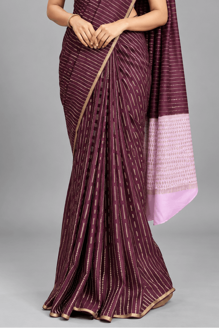 Wine Pure Mysore Crepe Silk Saree 109
