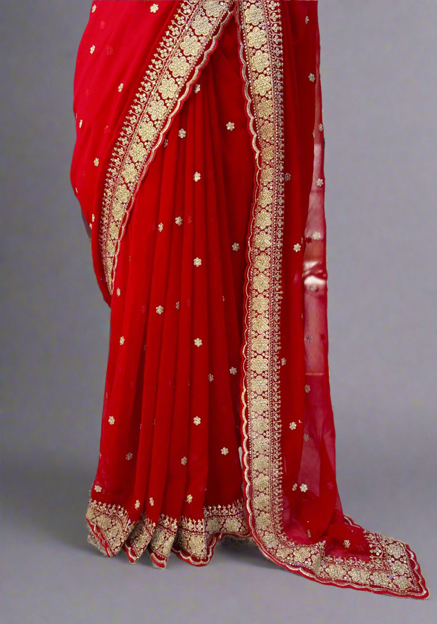 Red sabyasachi inspired-07 georgette designer saree