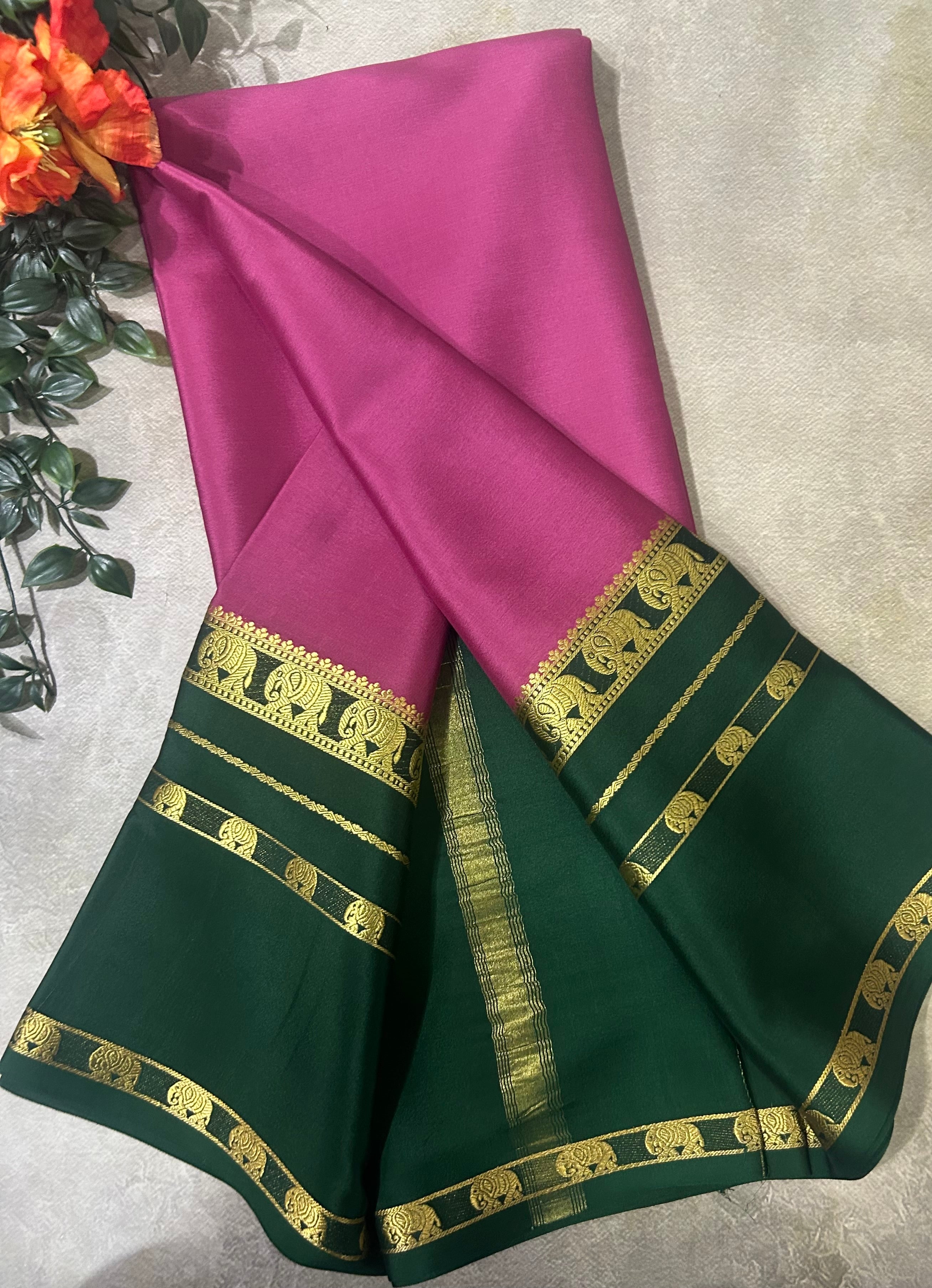 Light purple bentex border pure Mysore silk 104 saree